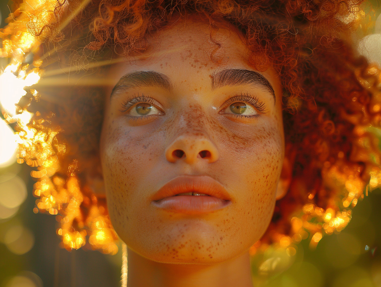 peau noire et cheveux roux : rareté génétique et explications - femme rousse