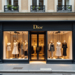 Vitrine chic de la boutique Dior à Paris ensoleillee