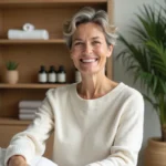 Femme souriante dans un salon de bien-être à Toulouse