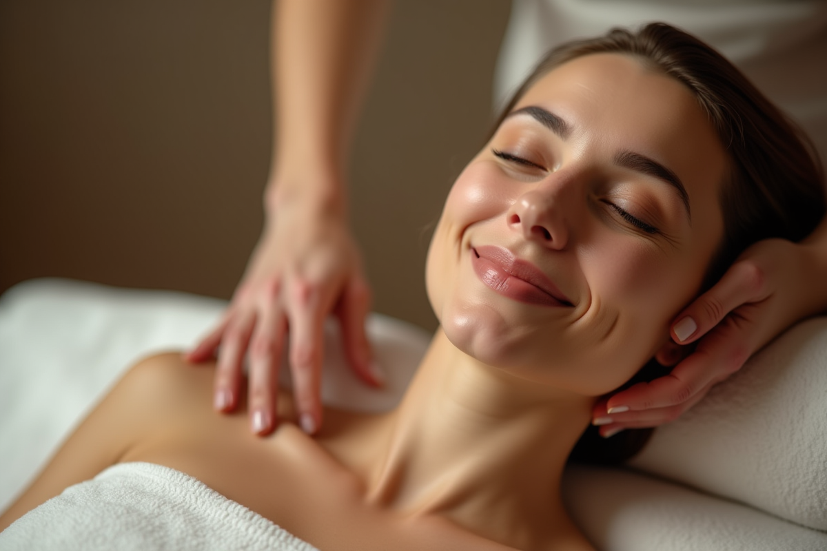 Gros plan sur un massage des épaules apaisant