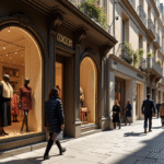 Rue parisienne élégante avec boutiques de luxe et mode