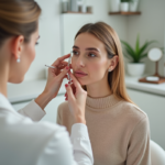 Femme recevant un microneedling visage dans une clinique moderne